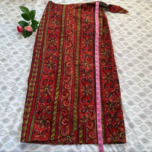 VINTAGE Express Compagnie Internationale Linen Blend Wrap Skirt Size 7/8 - Picture 10 of 10
